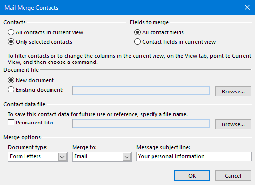 Mail merge outlook 2018